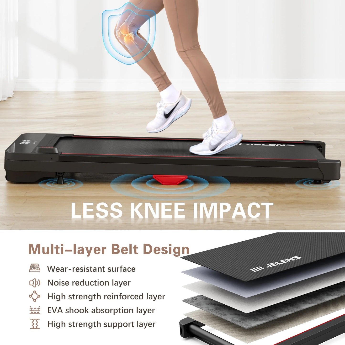 Walking Pad, under Desk Treadmill, 2.5HP Portable Treadmills for Home Office, Walking Jogging Machine with Remote Control, LED Display