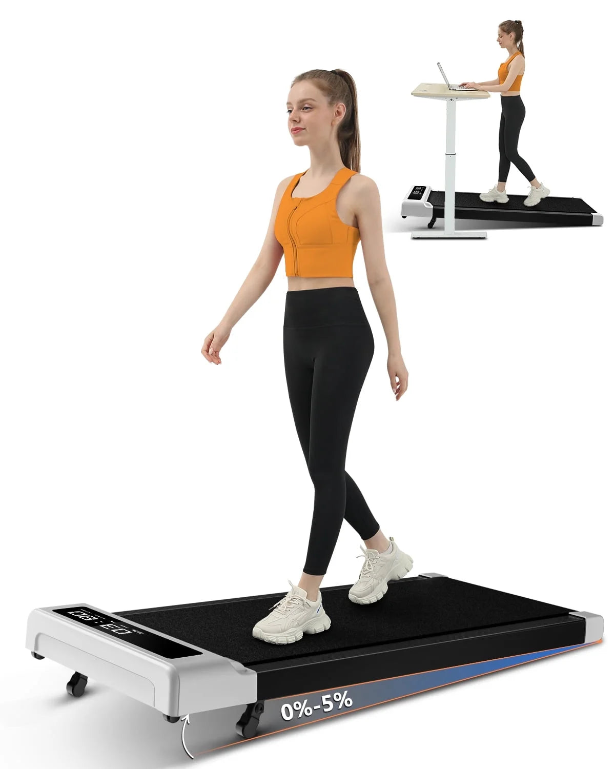 Walking Pad with Incline, Walking Pad Treadmill 2 in 1 Walking Pad for Walking and Jogging, 2.5HP Compact Treadmill for Home Office with Remote Control, LED Display